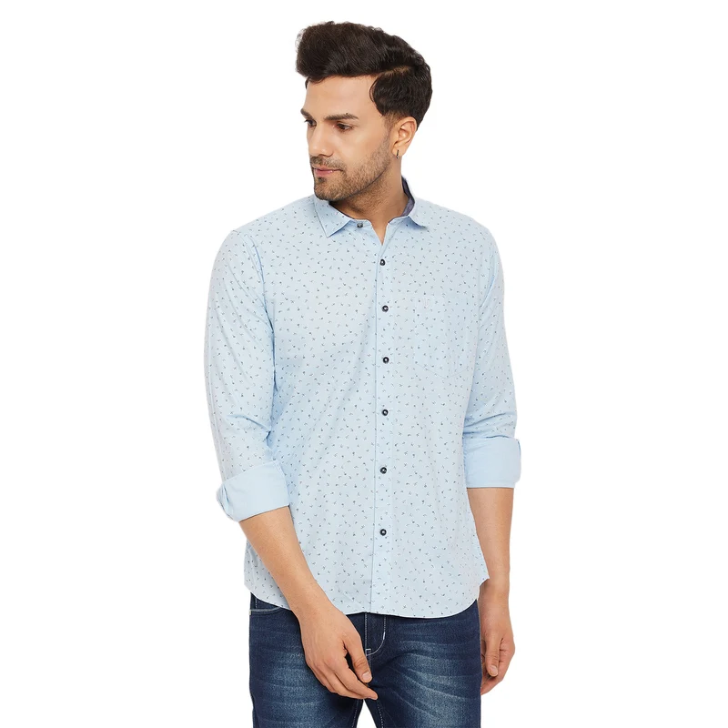 Duke Men Stardust Cotton Full Sleeve Shirt (SDO8PRO) Sky / XXL / Printed