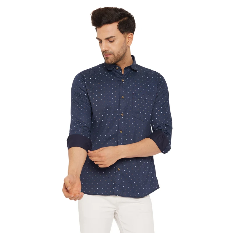 Duke Men Stardust Cotton Full Sleeve Shirt (SDO8PRSA) Blue / M / Printed