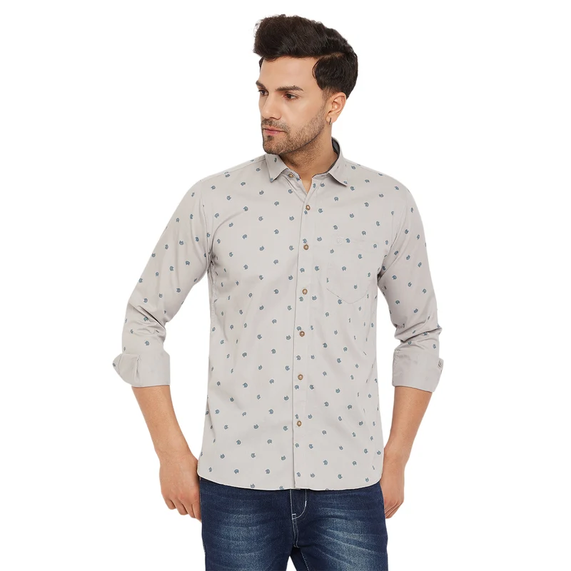 Duke Stardust Men Full Sleeve Cotton Shirt (SDO8PRTC) Cement / XL / Printed