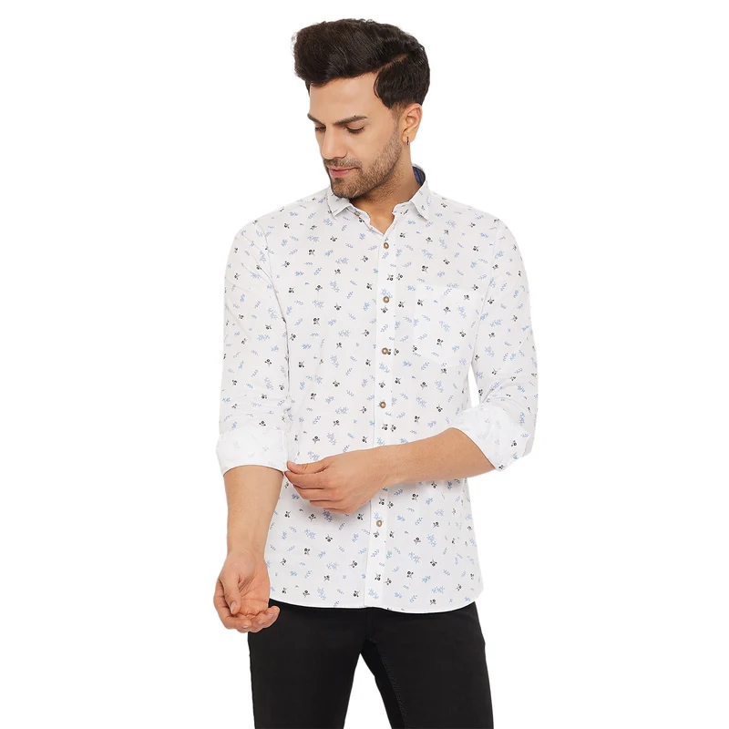 Duke Men Stardust Cotton Full Sleeve Shirt (SDO8PRTG) White / XL / Printed