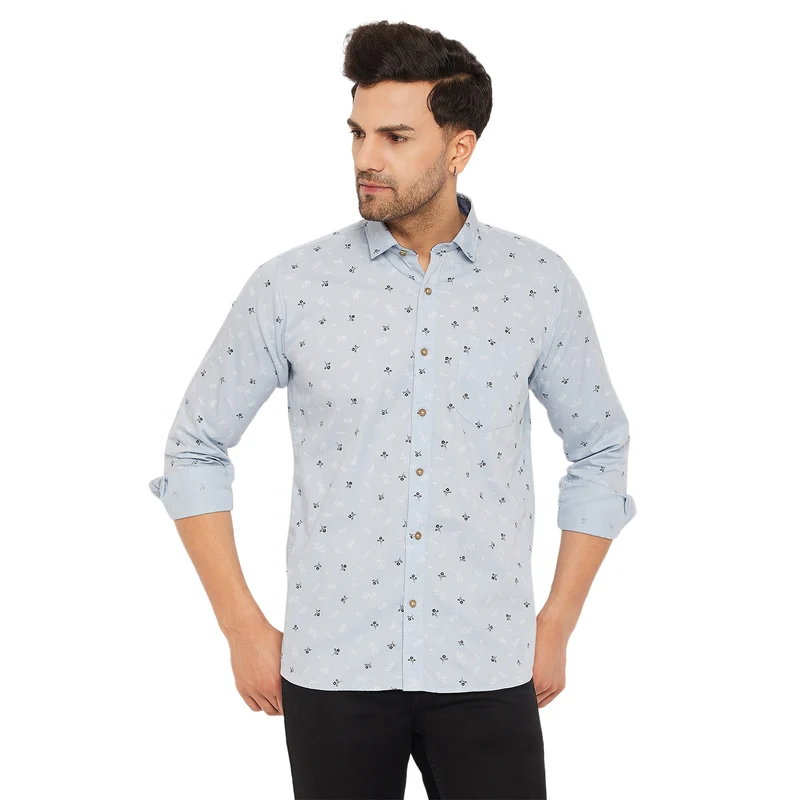 Duke Men Stardust Cotton Full Sleeve Shirt (SDO8PRTG) Silver Grey / M / Printed