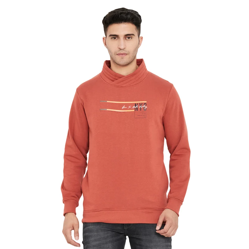 Duke Urban Men Round Neck Sweatshirt (LF3695) M / Rust / Solid