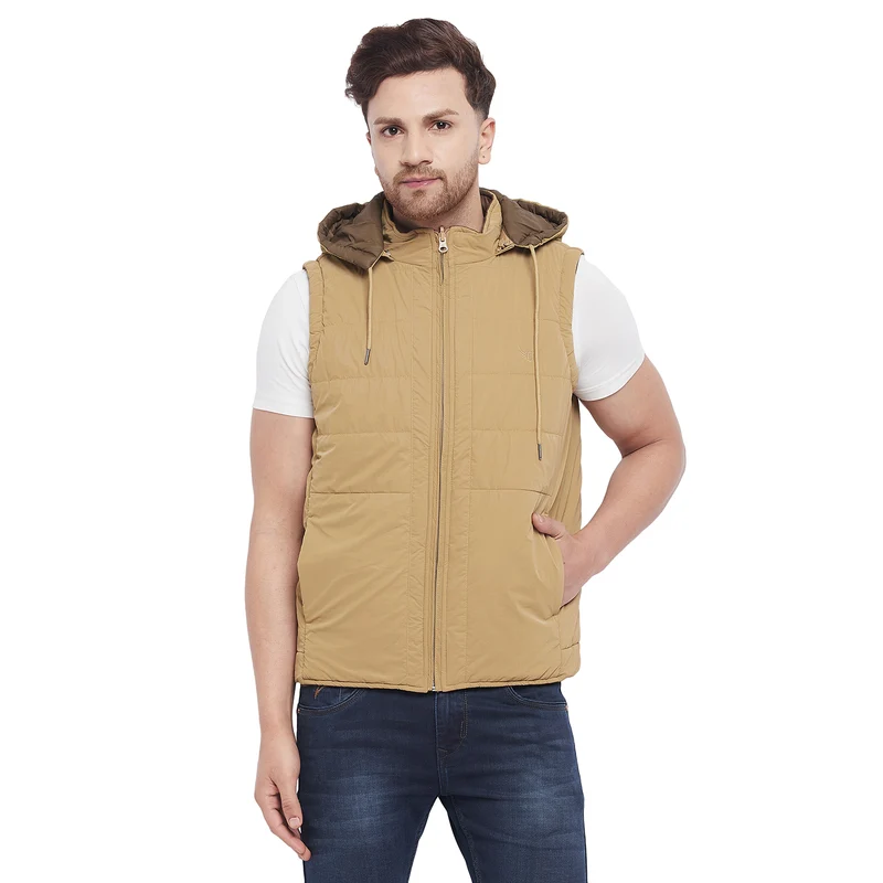Duke Urban Men Sleeveless Reversible Jacket (SDZ913) S / Camel / Solid