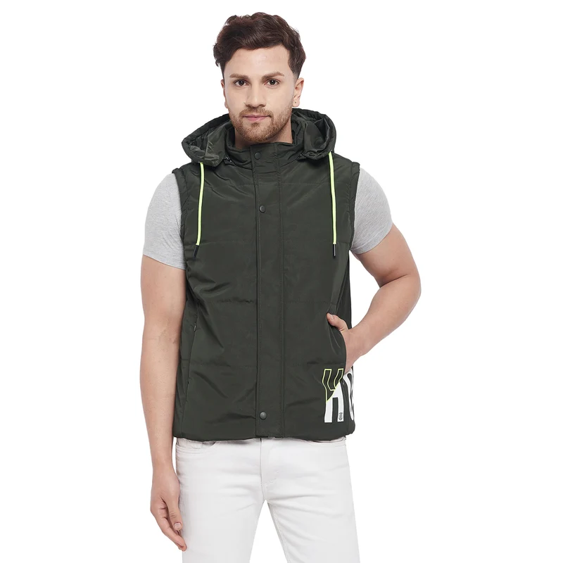 Duke Urban Men Sleeveless Jacket (SDZ917) L / Olive / Solid