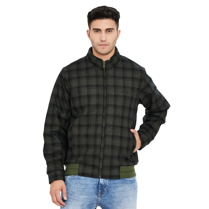 Duke Urban Men Full Sleeve Jacket (SDZ927) XL / Olive / Checkered