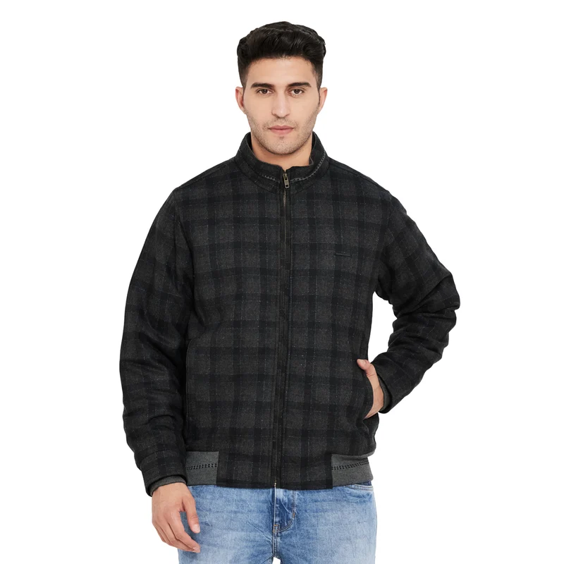 Duke Urban Men Full Sleeve Jacket (SDZ927) 2XL / Black / Checkered