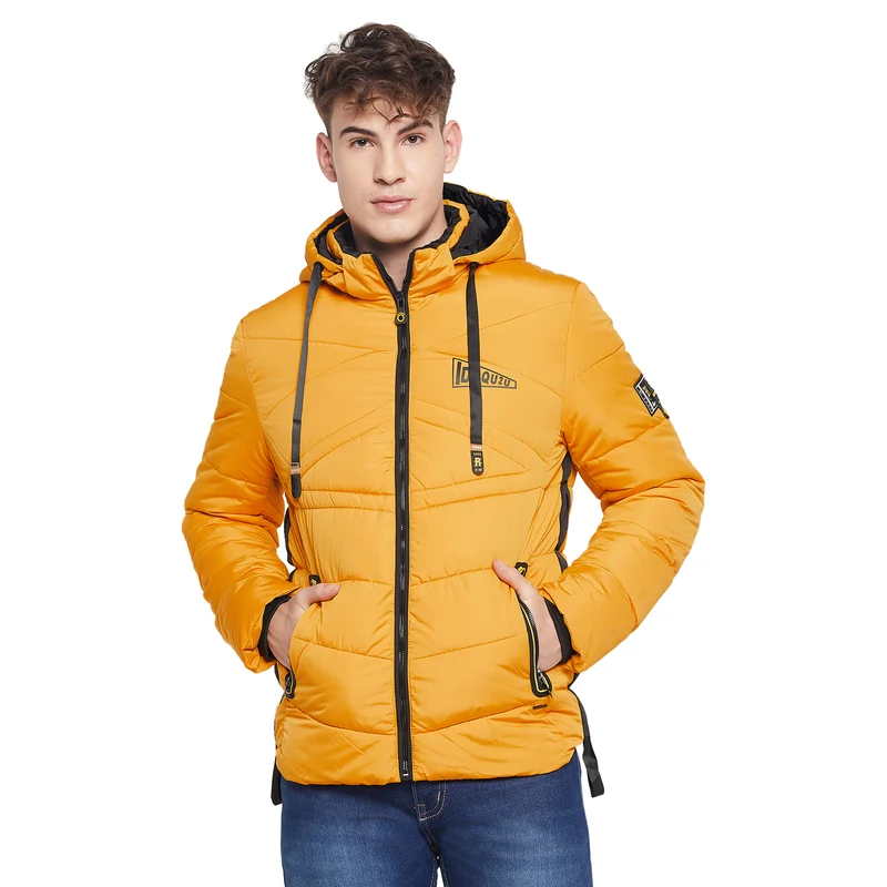 Duke Urban Men Full Sleeve Hooded Jacket (SDZ942) Yellow / XL / Solid