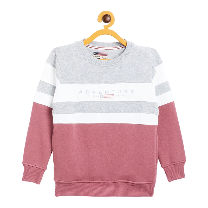 Duke Urban Boys Round Neck Sweatshirt (LF222) 26 / M.Grey Melange / Color Block