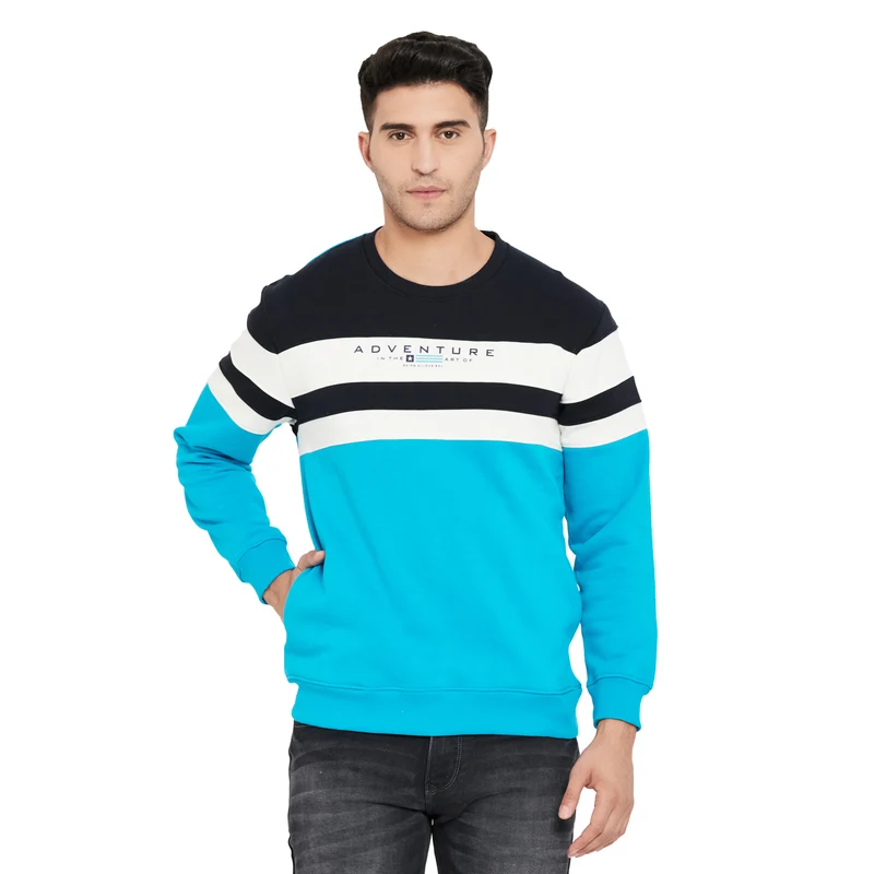 Duke Urban Men Round Neck Sweatshirt (LF3820) XL / Navy / Color Block