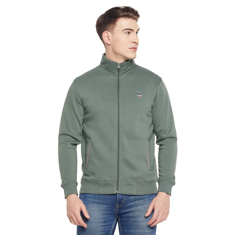 Duke Stardust Men Full Zipper Sweatshirt (LF3866) Stone Green / L / Solid