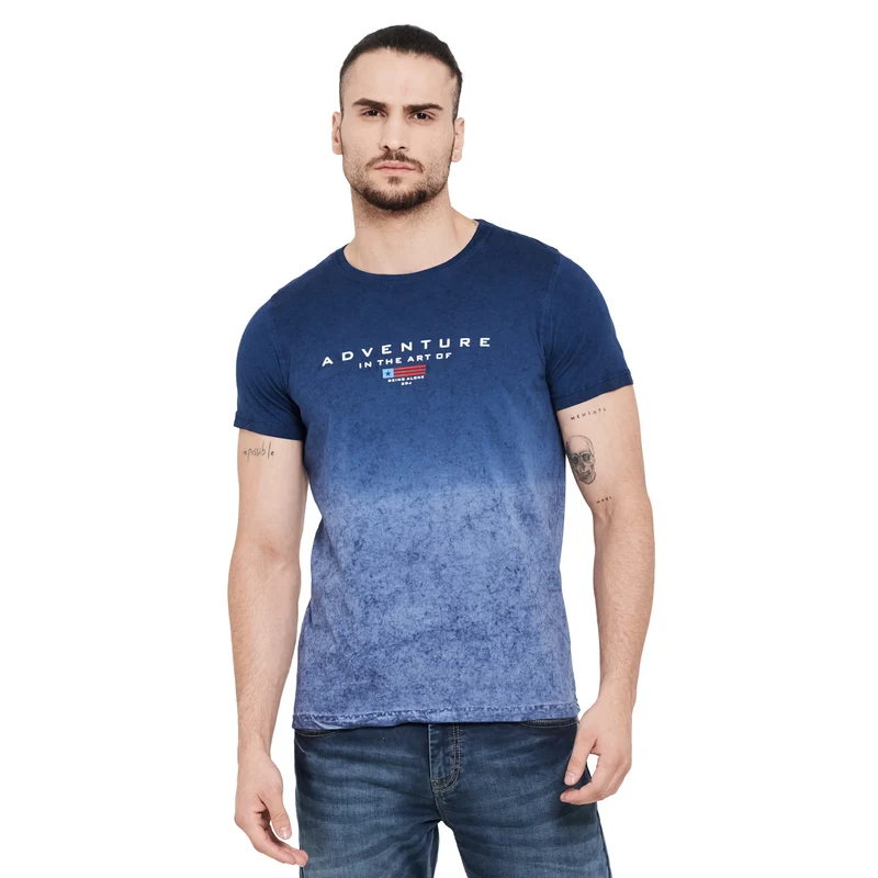 Duke Stardust Men Half Sleeve Cotton T-Shirt (LF4981) L / L.Navy / Ombre