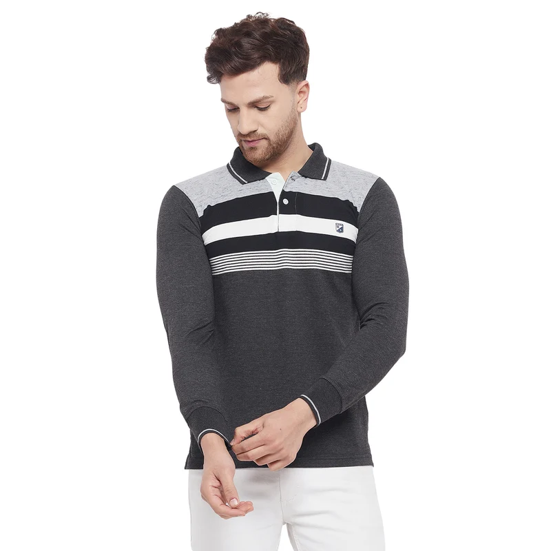 Duke Stardust Men Full Sleeve Cotton T-Shirt (LF3904) XXL / Anthra / Striped
