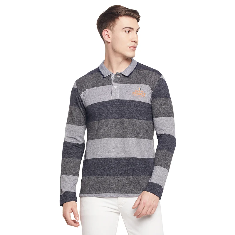 Duke Stardust Men Full Sleeve Cotton T-shirt (LF3906) Navy / XL / Striped