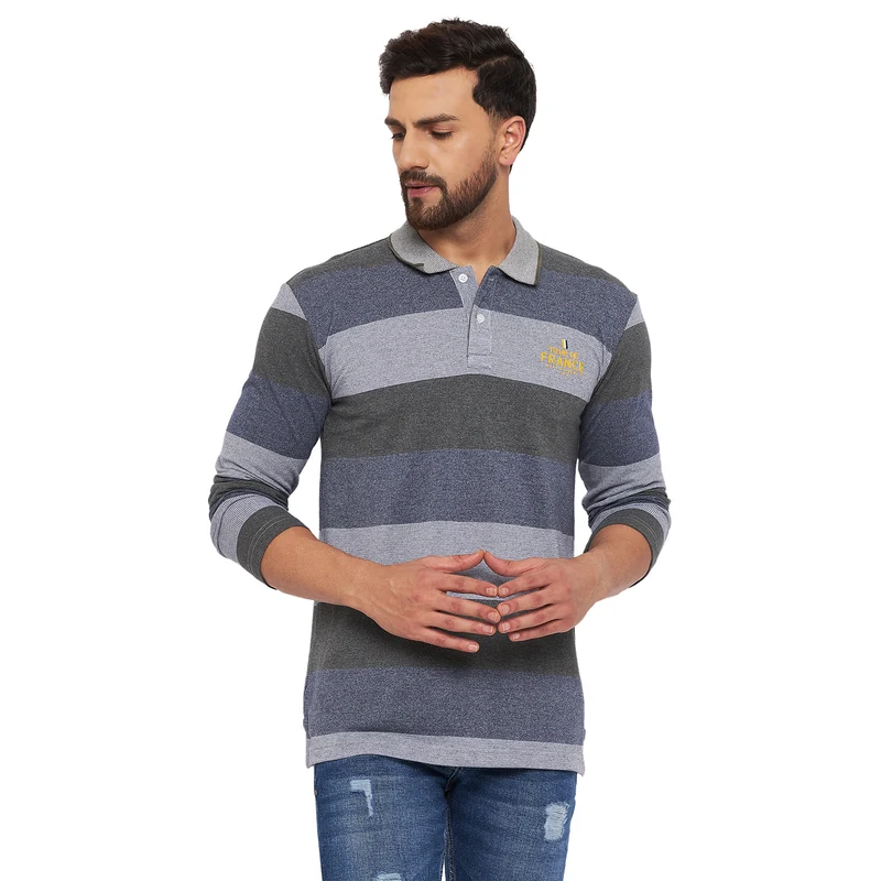 Duke Stardust Men Full Sleeve Cotton T-shirt (LF3906) Olive / L / Striped