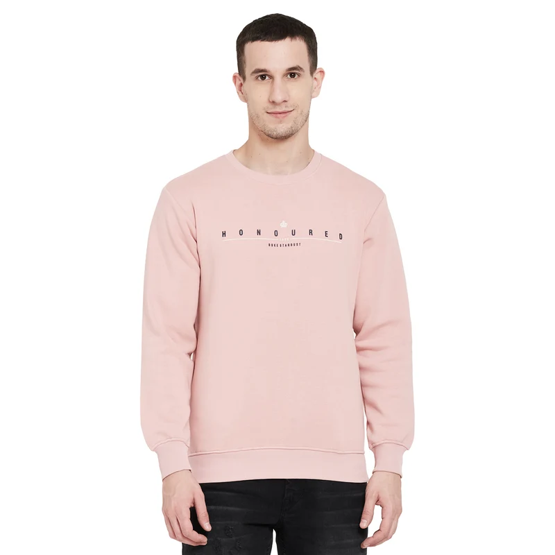 Duke Urban Men Round Neck Sweatshirt (LF3751) Dusty Pink / XL / Solid