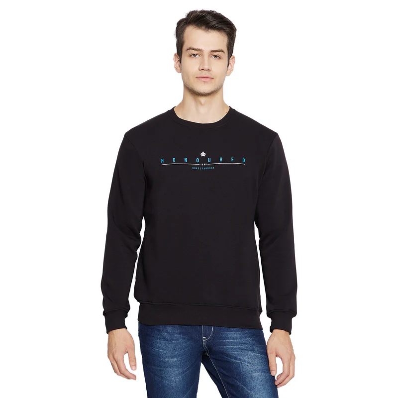 Duke Urban Men Round Neck Sweatshirt (LF3751) Black / XL / Solid