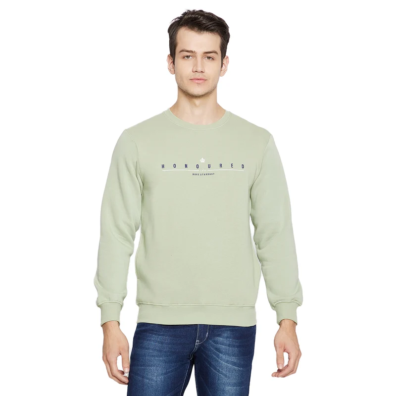 Duke Urban Men Round Neck Sweatshirt (LF3751) Sage Green / L / Solid