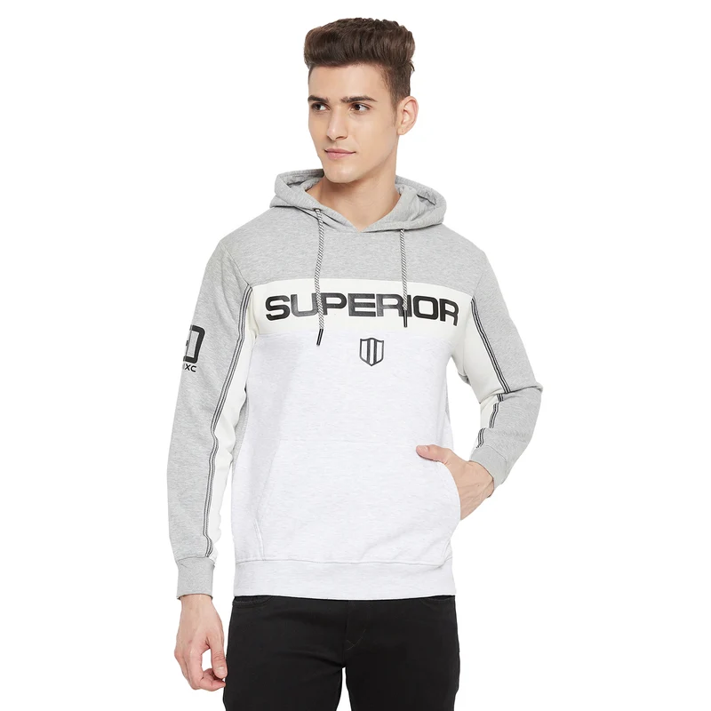 Duke Urban Men Hooded Neck Sweatshirt (LF3691) M. Grey Melange / M / Color Block