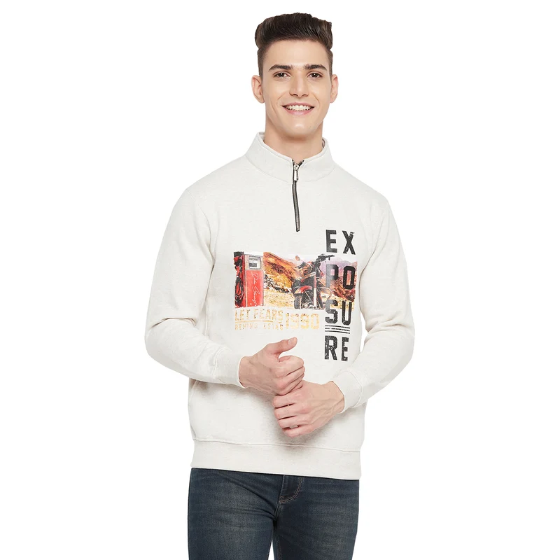 Duke Urban Men Hooded Neck Sweatshirt (LF3808) Ice Blue Mix / XXL / Printed