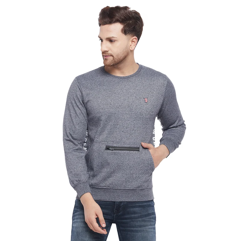 Duke Urban Men Round Neck Sweatshirt (LF3836) M / Navy Mix / Self Design
