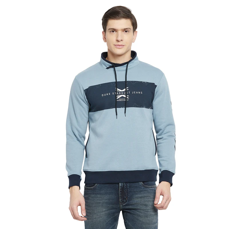 Duke Urban Men Cowl Neck Sweatshirt (LF3849) Grey / XXL / Printed