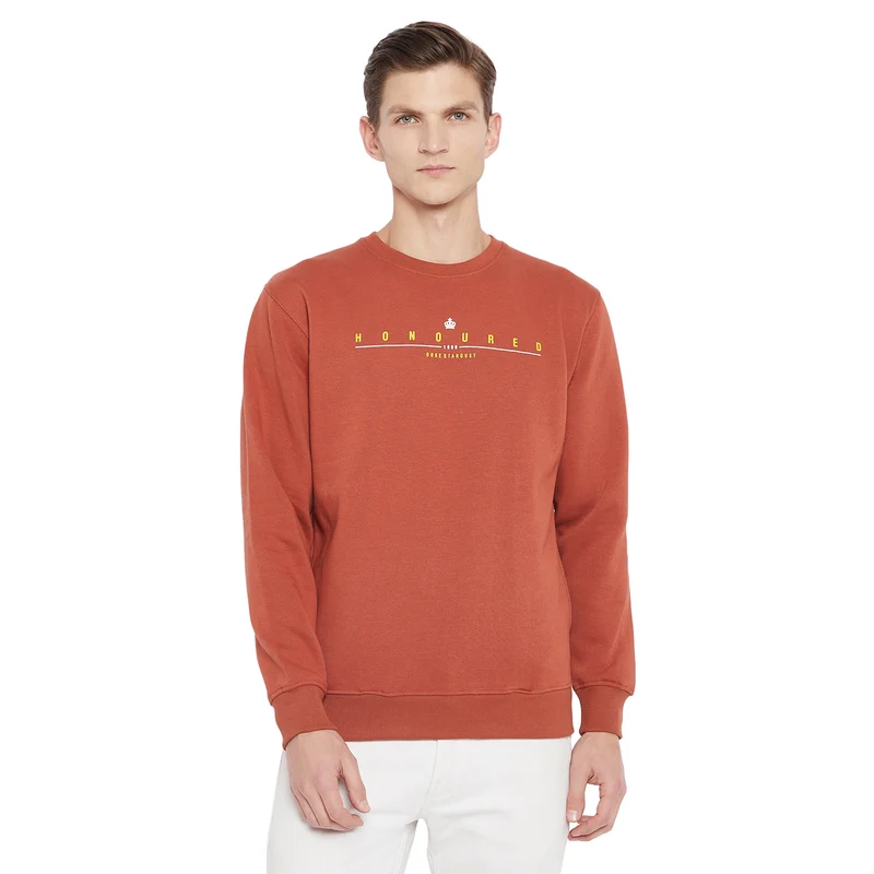 Duke Urban Men Round Neck Sweatshirt (LF3751) Rust / XL / Solid