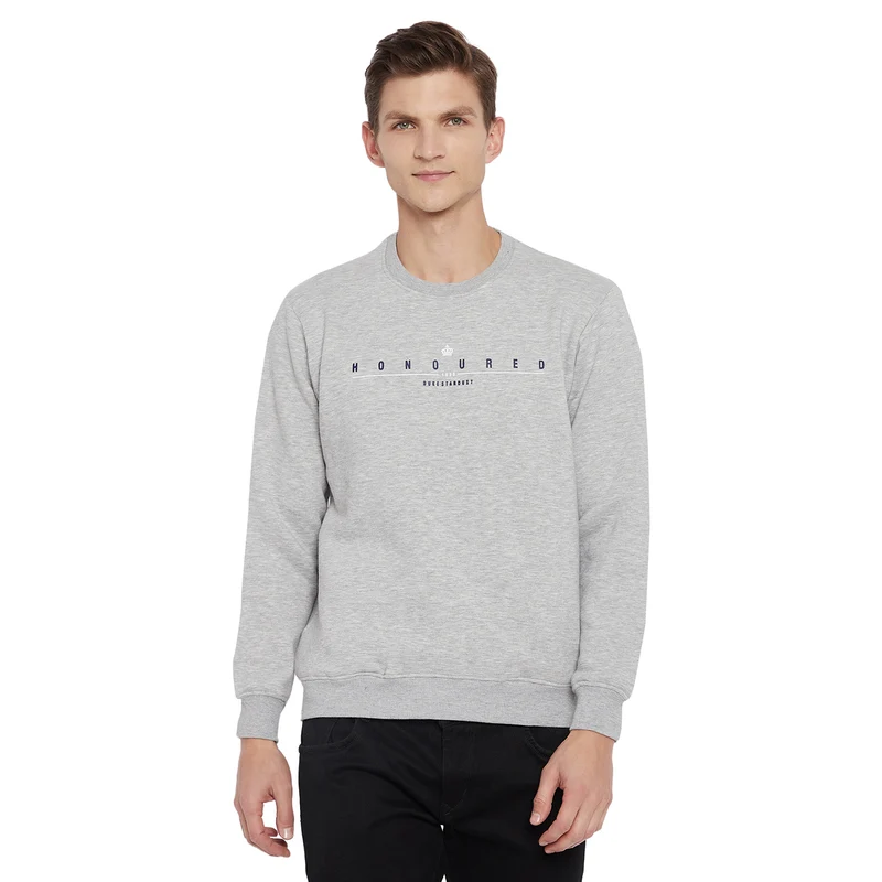 Duke Urban Men Round Neck Sweatshirt (LF3751) M.Grey Melange / XL / Solid