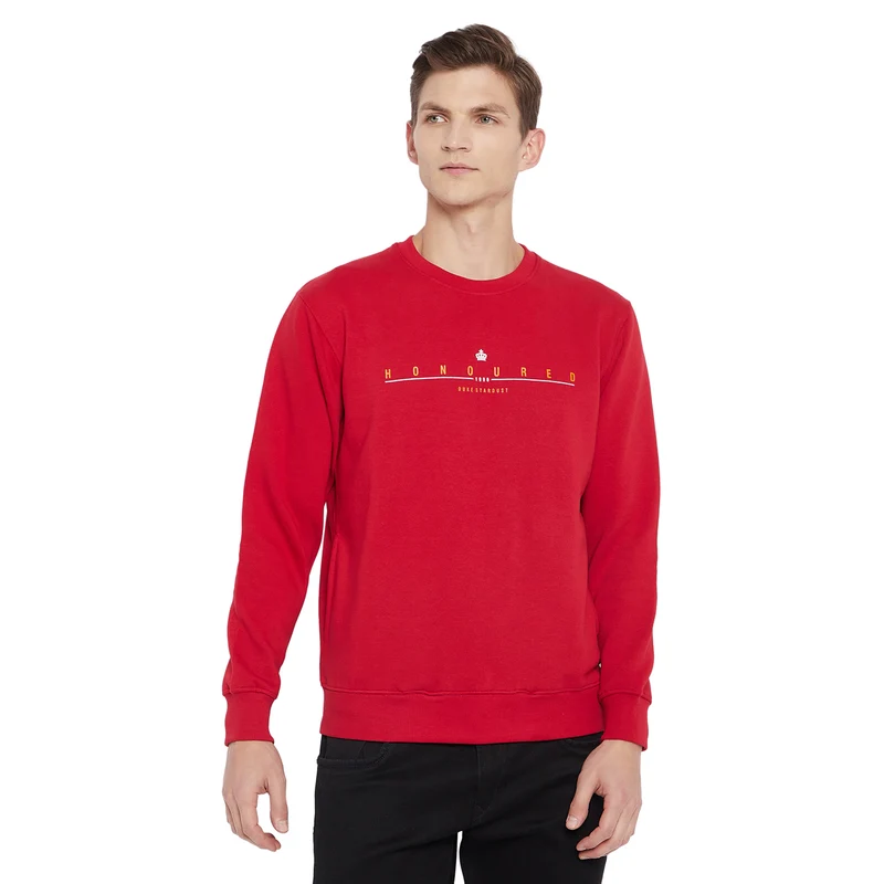 Duke Urban Men Round Neck Sweatshirt (LF3751) Autumn Red / XXL / Solid