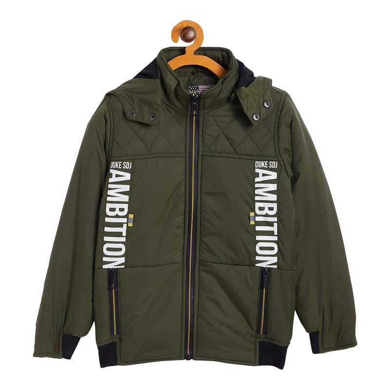 Duke Urban Boys Full Sleeve Quilted Jacket (SDZ2007) Olive / 26 / Solid