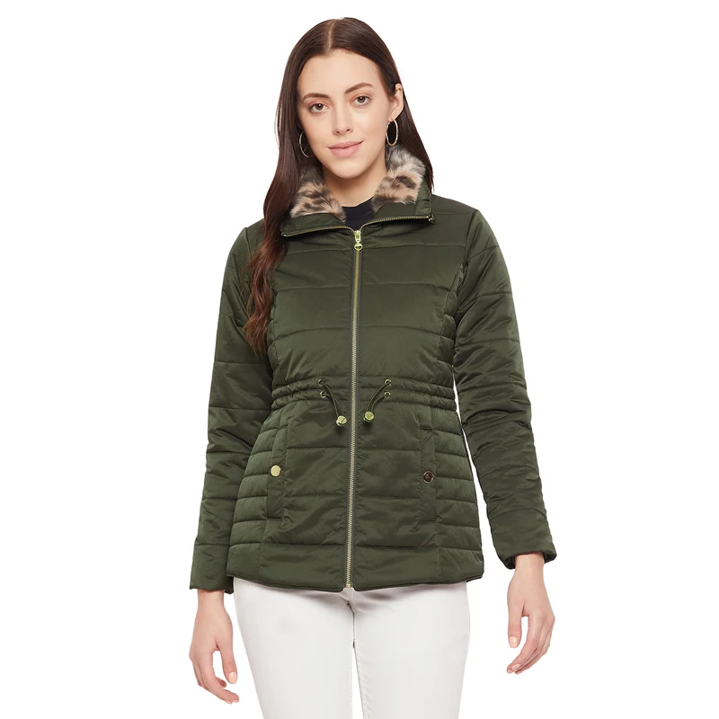 Duke Urban Women Full Sleeve Jacket (SDZ6706) L / Olive / Solid