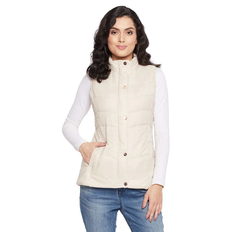 Duke Urban Women Sleeveless Jacket (SDZ6719) XL / Cream / Solid