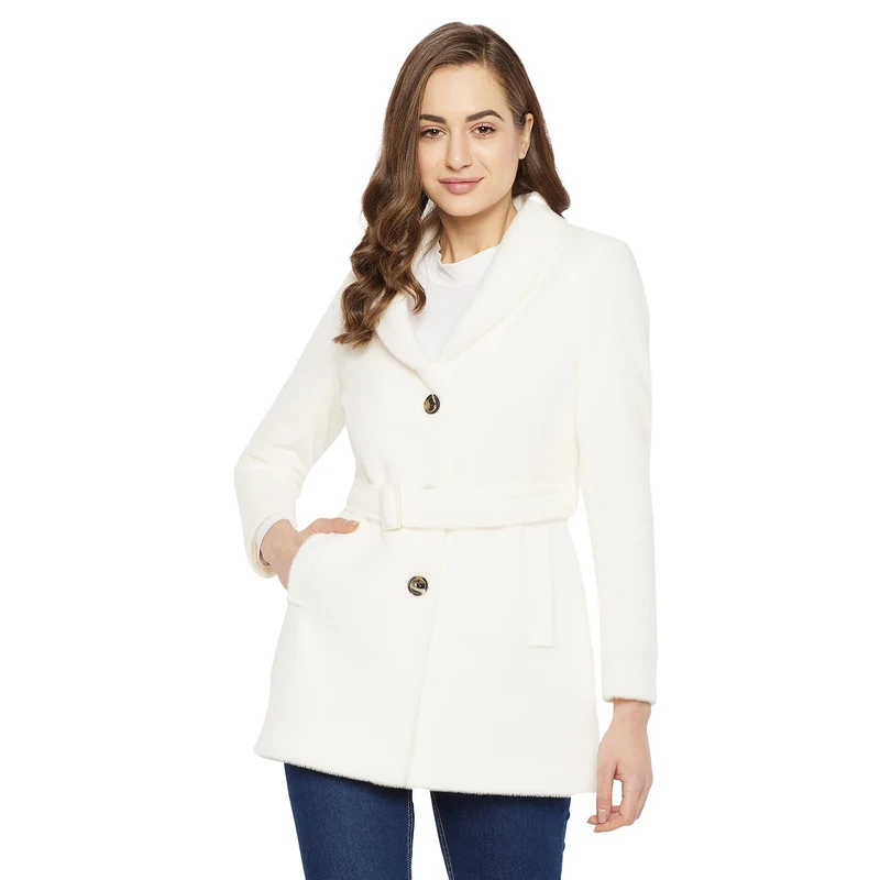 Duke Stardust Women Full Sleeve Coat (SDZ6728) S / White / Solid