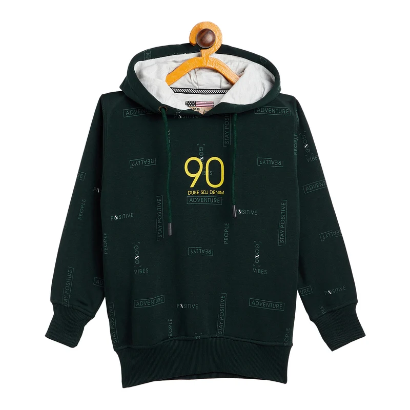 Duke Urban Boys Hooded Neck Sweatshirt (LF224) Bottle Green / 34 / Printed