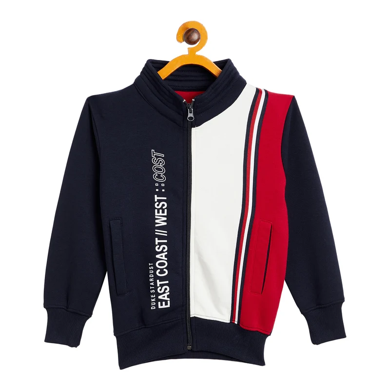 Duke Urban Boys Zipper Sweatshirt (LF228) D.Navy / 30 / Color Block