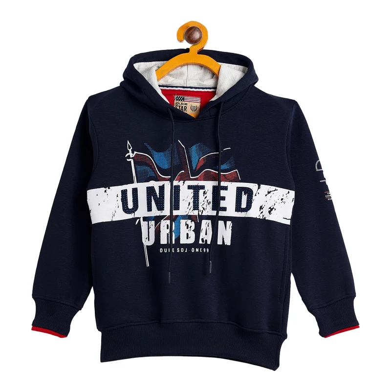 Duke Urban Boys Hooded Sweatshirt (LF230) D.Navy / 28 / Printed