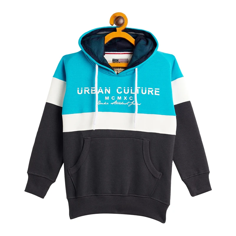 Duke Urban Boys Hooded Sweatshirt (LF231) Turquoise / 30 / Color Block