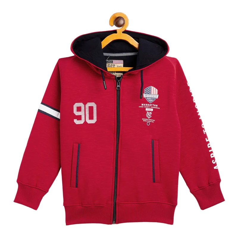 Duke Urban Boys Hooded Neck Sweatshirt (LF235) Autumn Red / 30 / Printed
