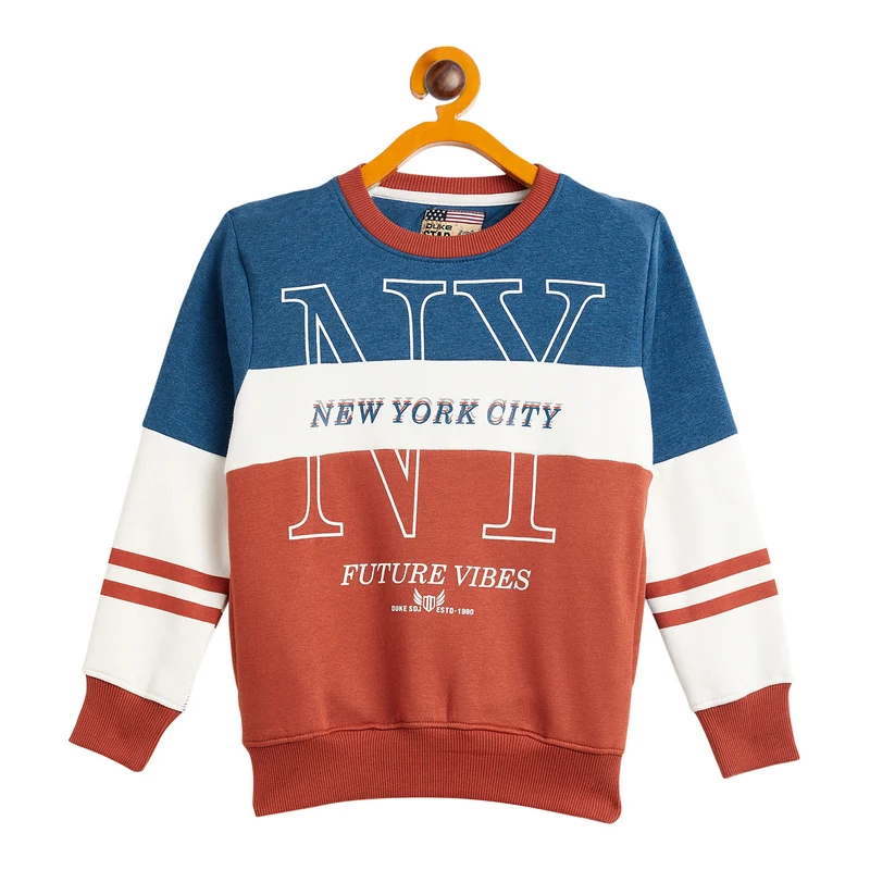 Duke Urban Boys Round Neck Sweatshirt (LF247) Stone Green / 34 / Color Block