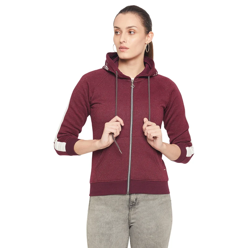 Duke Urban Women Full Sleeve Hooded Sweatshirt (LFX750) Garnet Mix / XXL / Solid