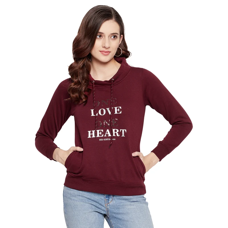 Duke Urban Women Round Neck Sweatshirt (LFX753) Wine / XXL / Solid
