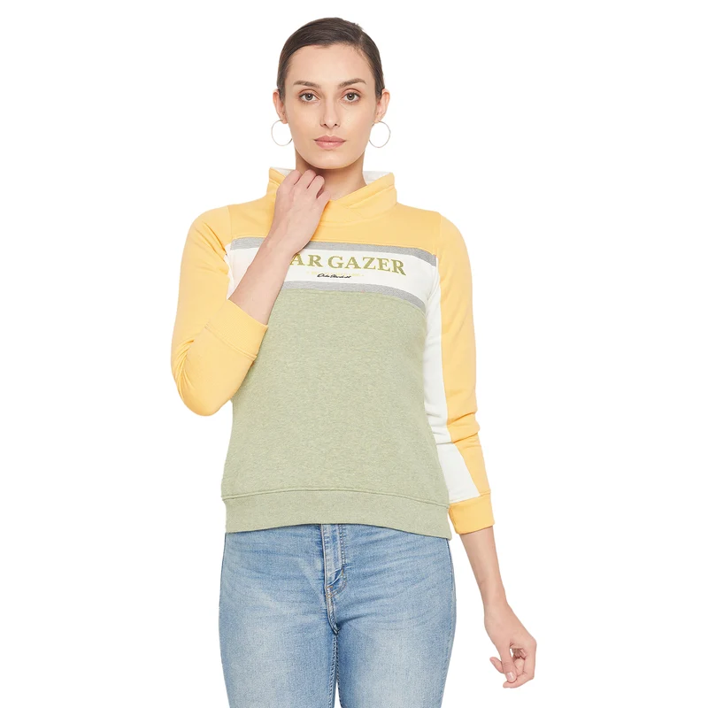 Duke Urban Women Round Neck Sweatshirt (LFX768) S / Butter / Color Block