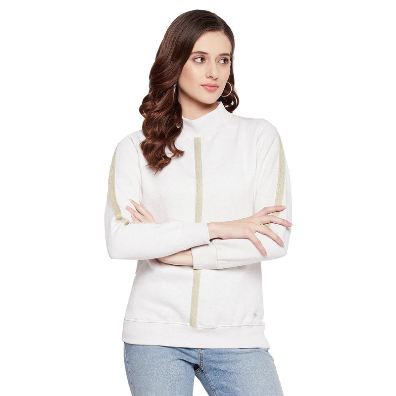 Duke Urban Women Full Sleeve High Neck Sweatshirt (LFX770) Cloud / M