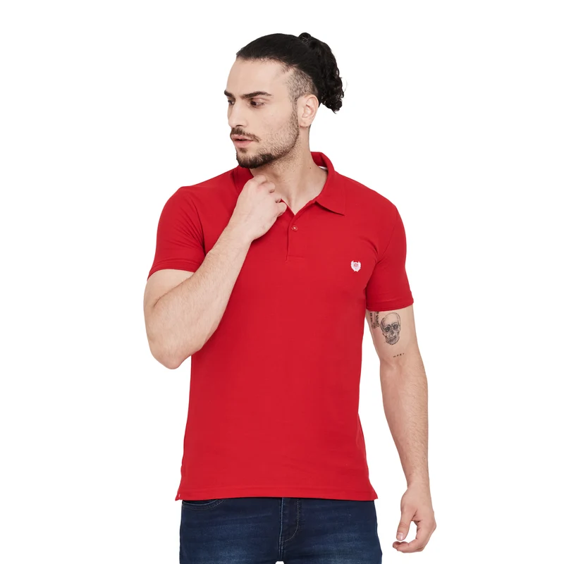 Duke Stardust Men Half Sleeve Cotton T-Shirt (SD39) XXL / Autumn Red / Solid