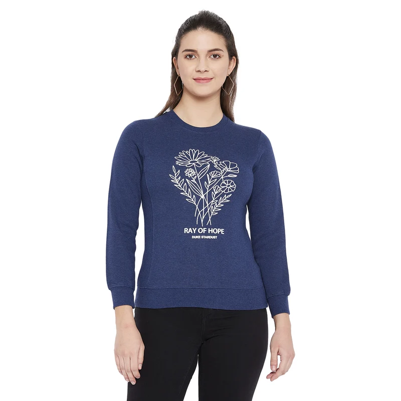 Duke Urban Women Round Neck Sweatshirt (MLFX674) Navy Mix / S / Printed