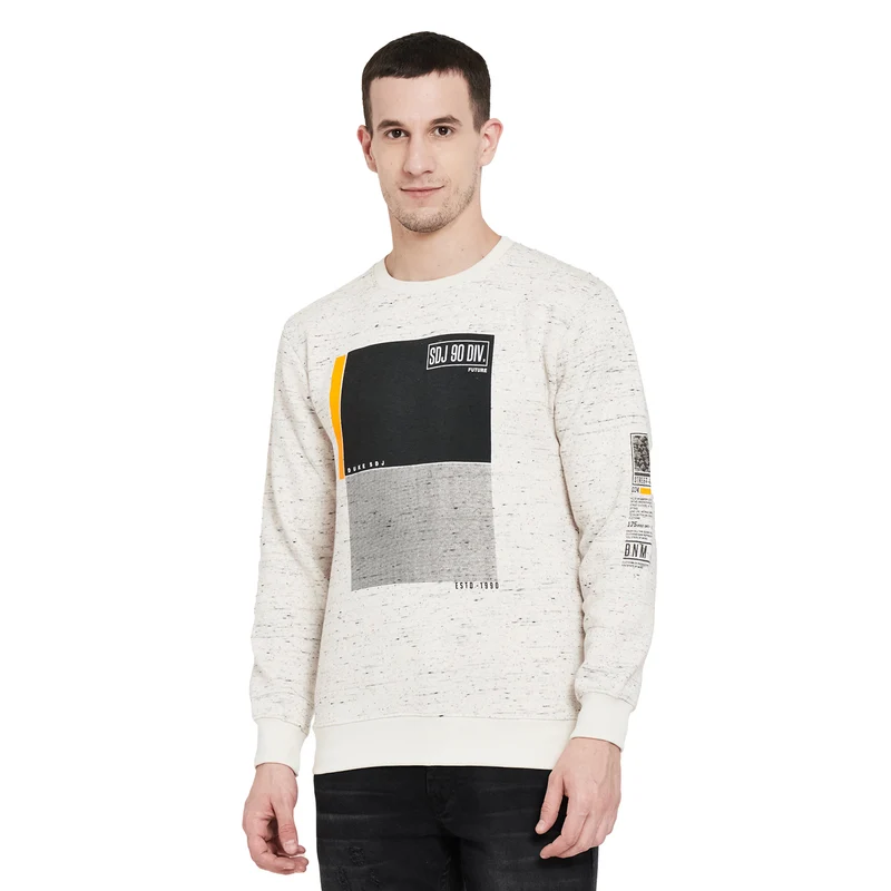 Duke Urban Men Round Neck Sweatshirt (MLF3697) Snow / L / Printed