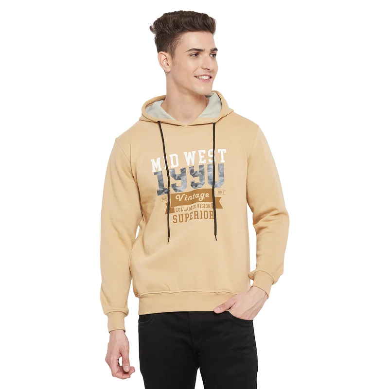 Duke Urban Men Hooded Neck Sweatshirt (MLF3842) Khakhi Mix / XL / Printed