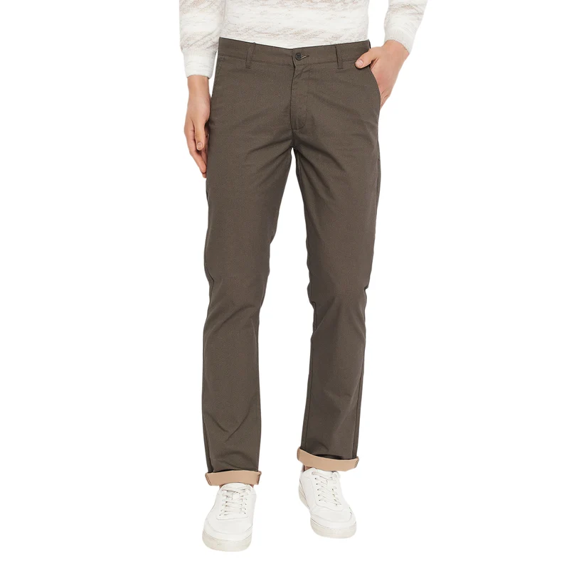 Duke Urban Men Solid Chinos Trousers (SDT4519) Brown / 36 / Solid
