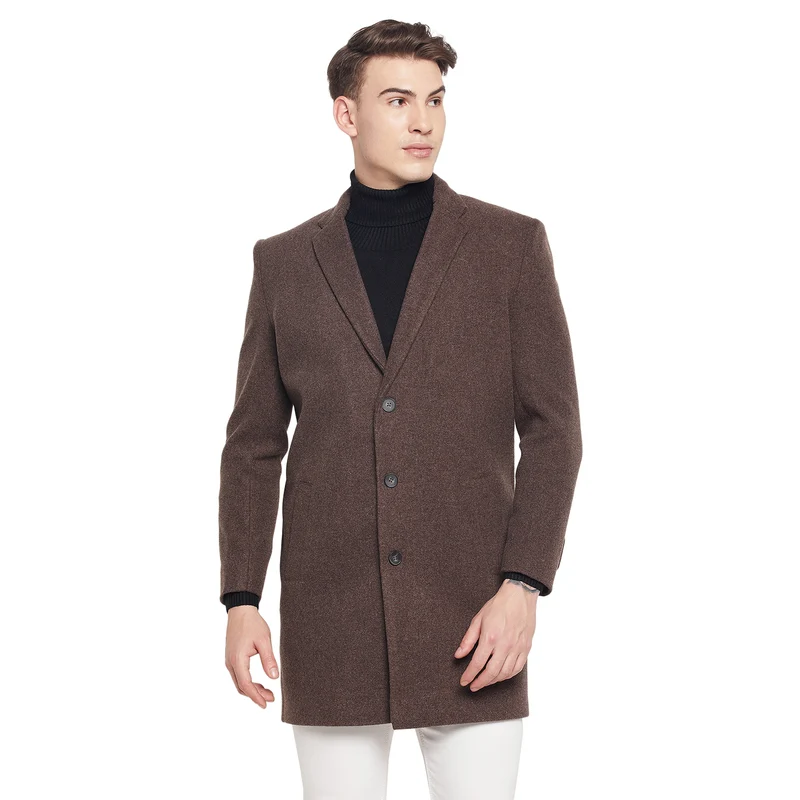 Duke Urban Men Full Sleeve Long Coat (SDZ939) Coffee / M / Solid
