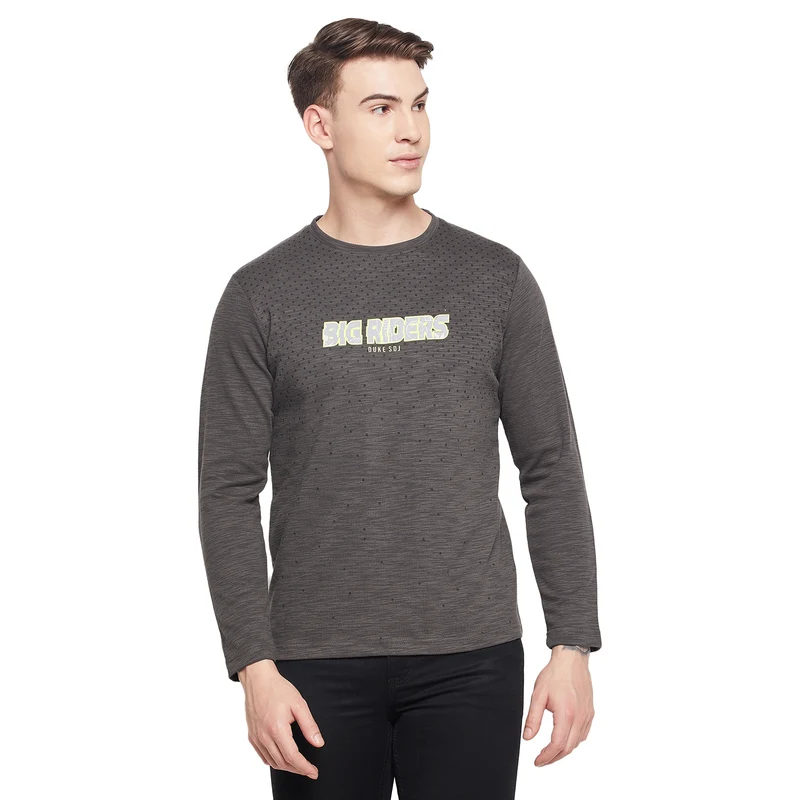 Duke Stardust Men Full Sleeve Cotton T-shirt (LF3936) Olive Mix / XL / Printed
