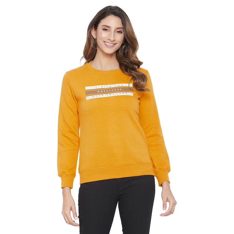 Duke Urban Women Round Neck Sweatshirt (LFX785) XL / Mustard / Solid